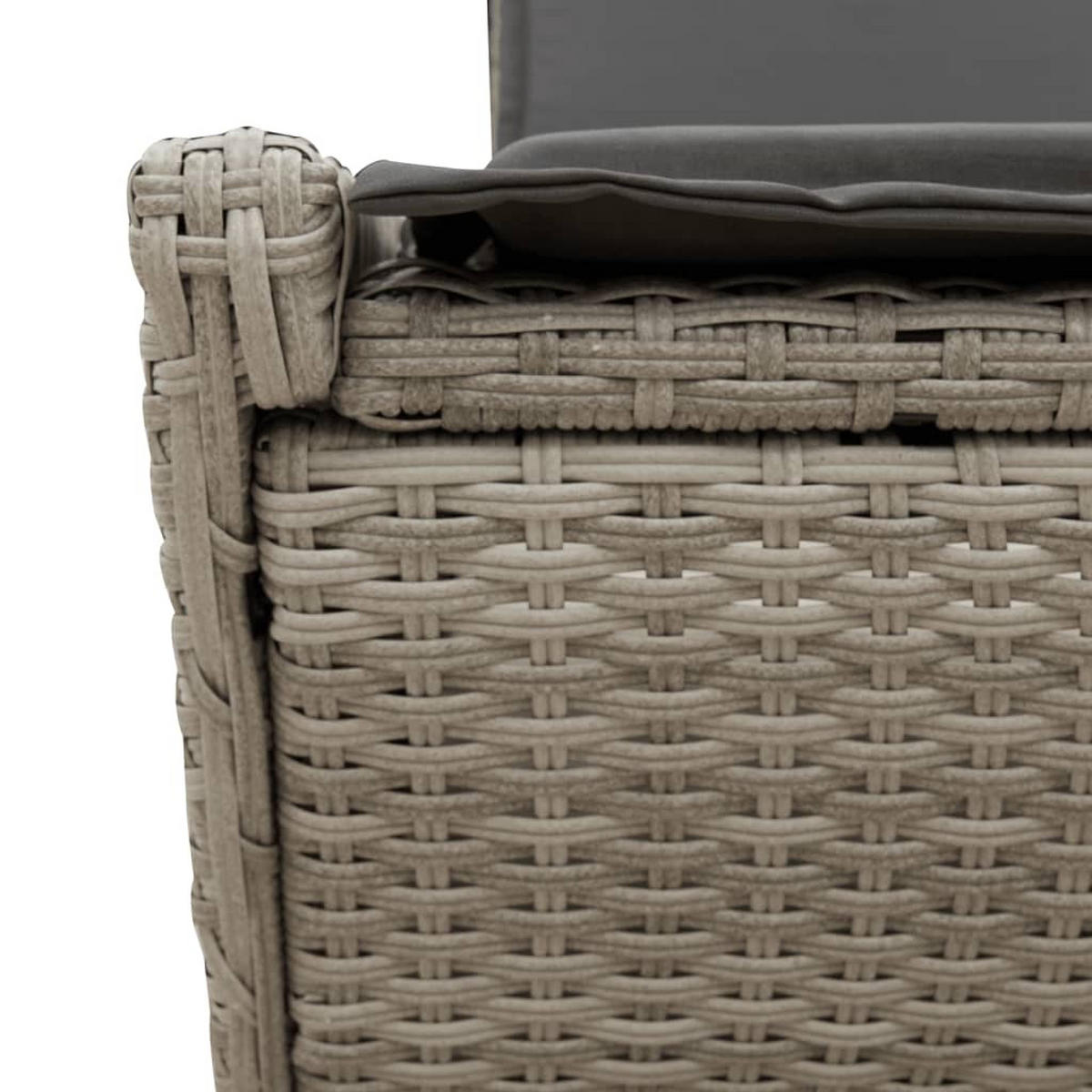 DOPPEL-SONNENLIEGE Mit Kissen Hellgrau Poly Rattan - Dunkelgrau, Kunststoff (200/83/118cm) - vidaXL