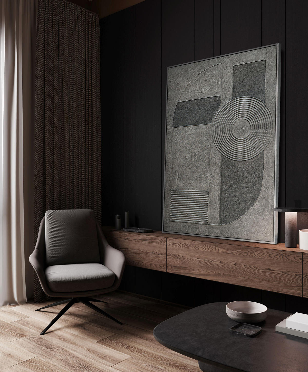 GEMÄLDE Grauer Akkord Schattenfugenrahmen Grau 120x80 cm - Grau, Holz (120/80cm) - YS-art gallery