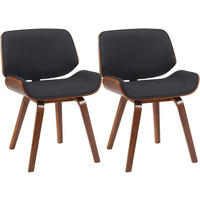 ESSZIMMERSTUHL 2 Stoff Walnuss/Schwarz - Walnussfarben/Schwarz, Holz/Textil (55/80/41cm) - CLP