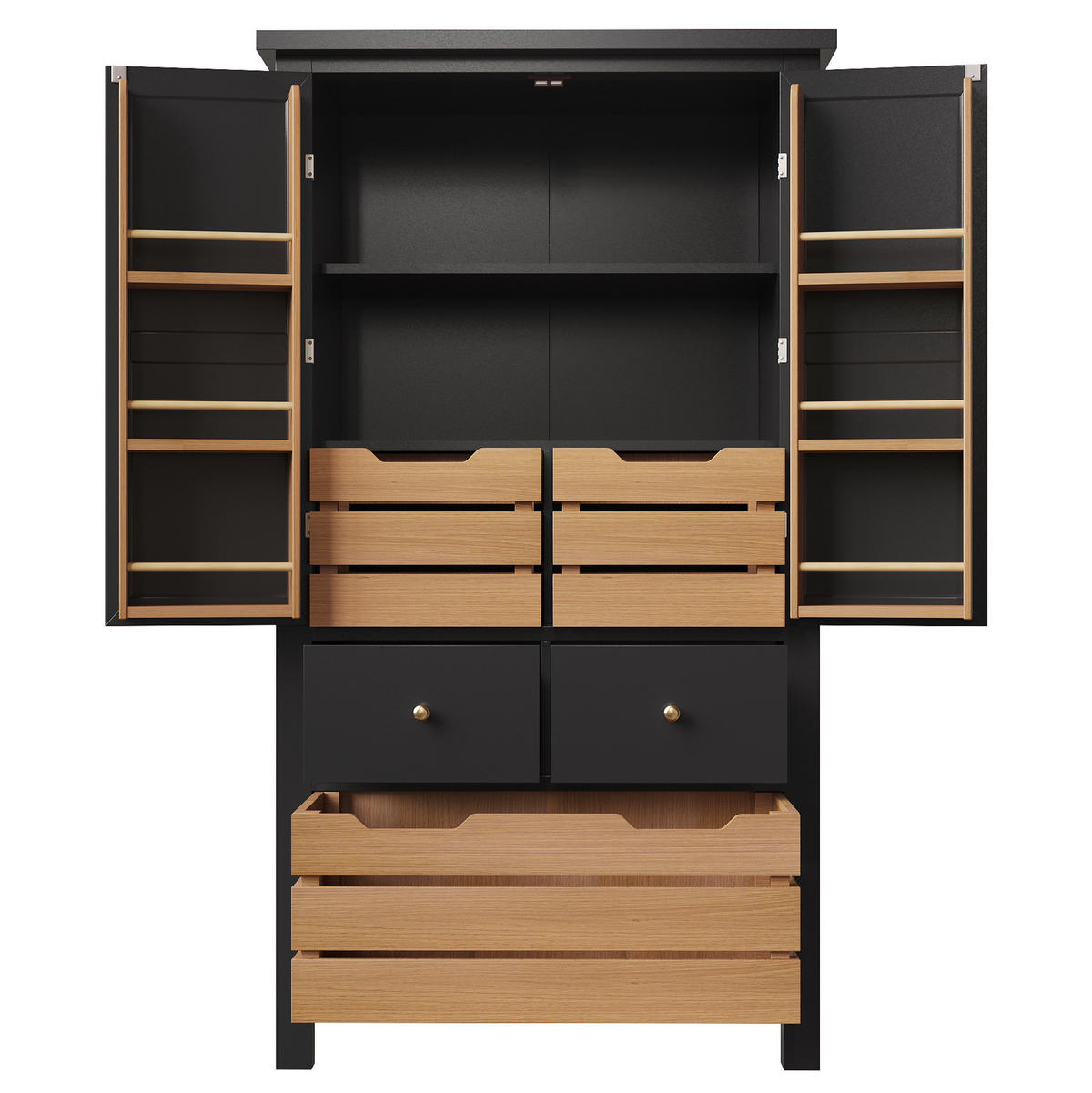 KÜCHENSCHRANK mit 5 Schubladen 80x40x140 cm Schwarz - Schwarz, Metall (40/140/80cm) - Meubliv
