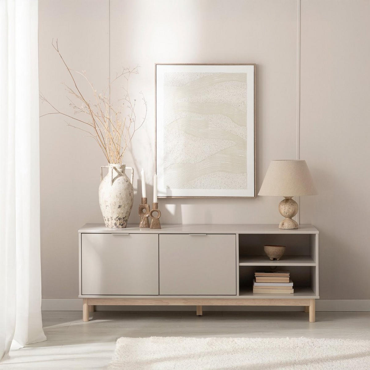 TV-ELEMENT Elian Grau 140 cm x 53 cm - Grau, Holzwerkstoff (140/53/38cm)