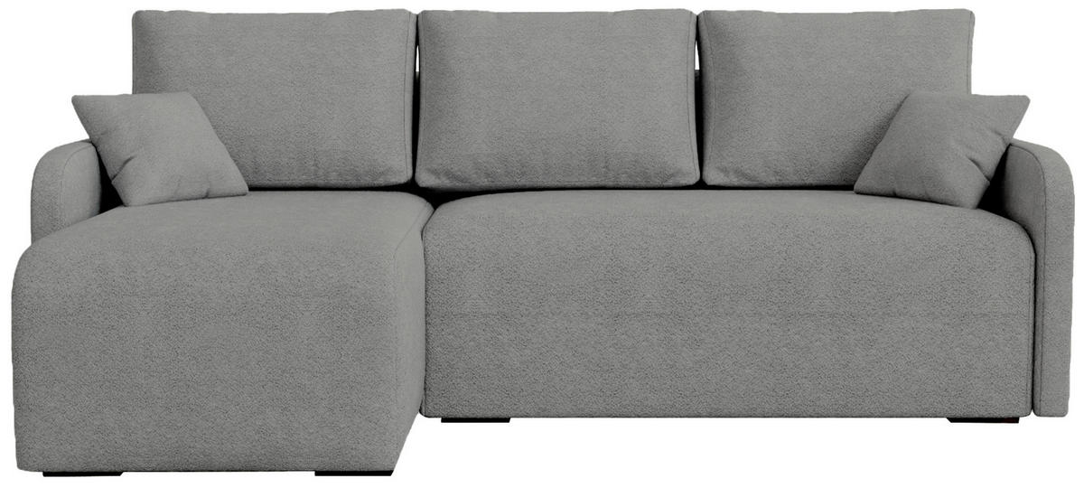 ECKSOFA Malen mit Schlaffunktion Grau Bouclé - Grau, Textil (215/141cm) - Bromarkt