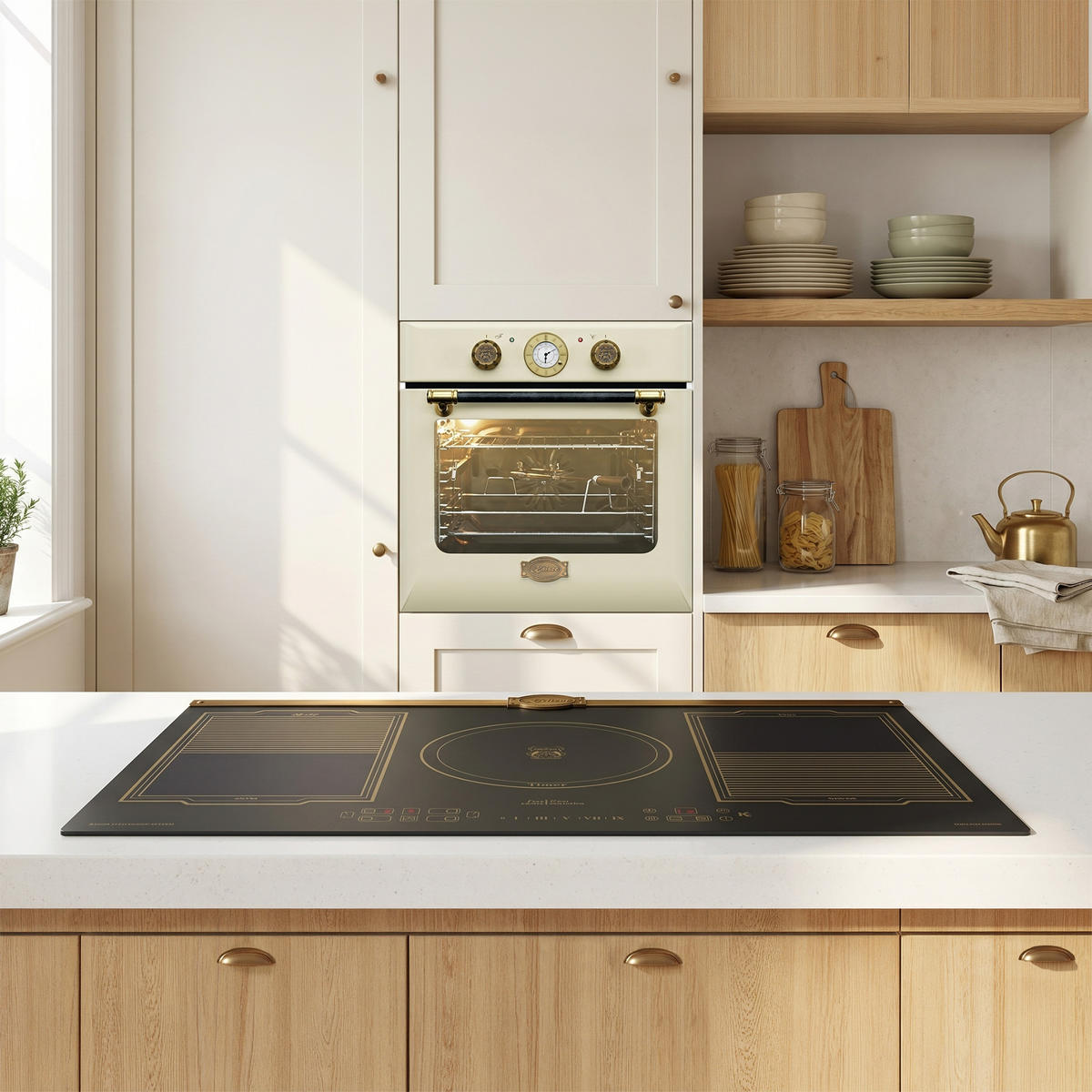 HERD-SET-BACKOFEN XXL Dampfbackofen 133 L EH 9361 AD+KCT 9196 Iem Induktionskochfeld 90 cm - Schwarz, Metall (89.4/59.5/55.5cm) - Kaiser Küchengeräte