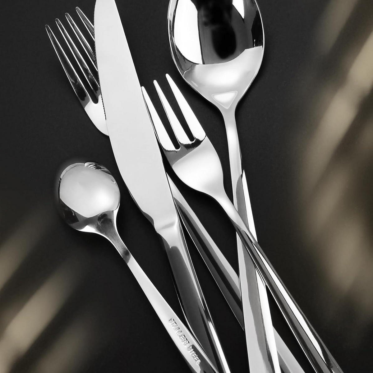 BESTECKSET 30-teilig für 6 Personen Edelstahl spülmaschinenfest silber - Silberfarben, Metall