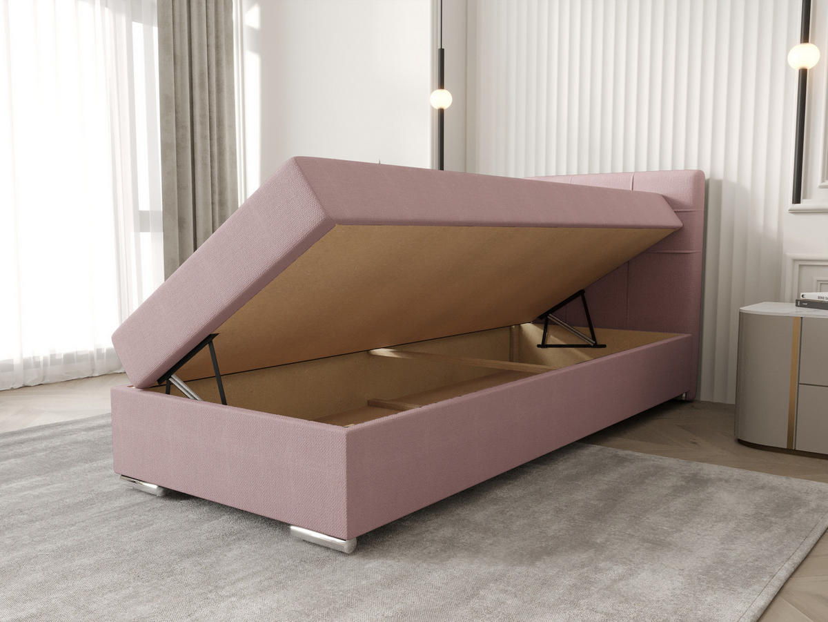 BOXBETT ZILANO 1 mit Matratze H3 und Topper 80x200 Cosmic 14 - Pink, Holz/Textil (80/200cm) - Bedante