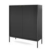 SIDEBOARD Eternas 2T Schwarz 104/125/39 cm – schwarze Füße, mit geriffelten Fronten - Schwarz, Holzwerkstoff (104/125/39cm) - AX Living