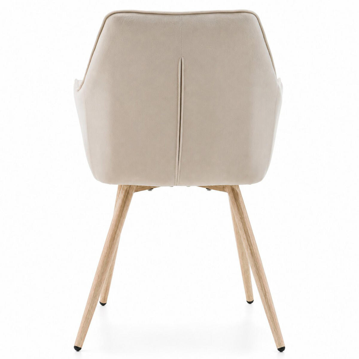 STUHL VASTO gepolstert mit Steppung - beige, Beine in Holzoptik - Samt Velours - Ecru/Eichefarben, Textil/Metall (58/87/60cm) - NEW HOME