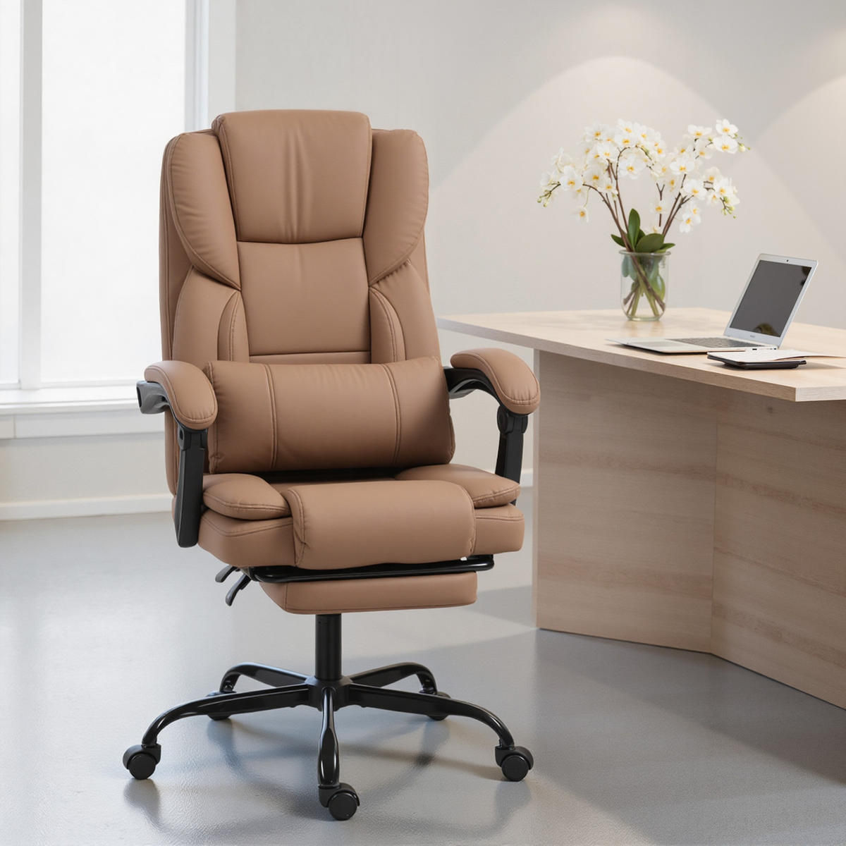 CHEFSESSEL DE-11822 neigbare Rückenlehne & Fußstütze Braun - Braun, Metall (65/119/67cm) - ComfortXL