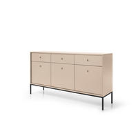 KOMMODE Molly Beige, Schwarze Beine, Dreitürige mit Schubladen - Beige/Schwarz, Holzwerkstoff/Metall (154/83/39cm) - Bettso