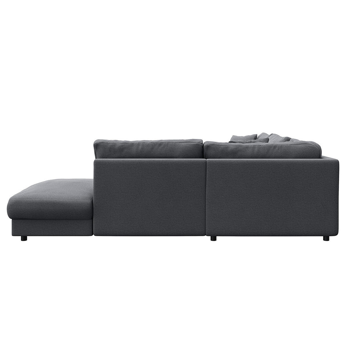 ECKSOFA mit Ottomane - Schwarz/Grau, Holz/Kunststoff (267/254cm) - home24