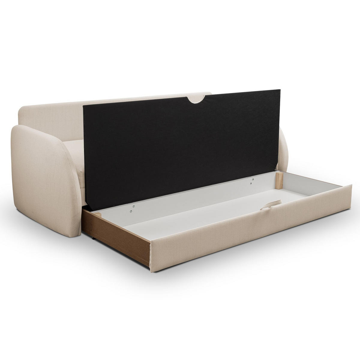 SCHLAFSOFA Diego hellbeige - Ecru/Schwarz, Kunststoff/Textil (221/90/91cm) - Selsey