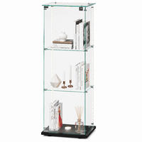 VITRINE,3-STÖCKIG Vitrinenschrank mit LED-Beleuchtung,Schwarz - Schwarz, Glas (40/123/35cm) - PARAFTA HOME