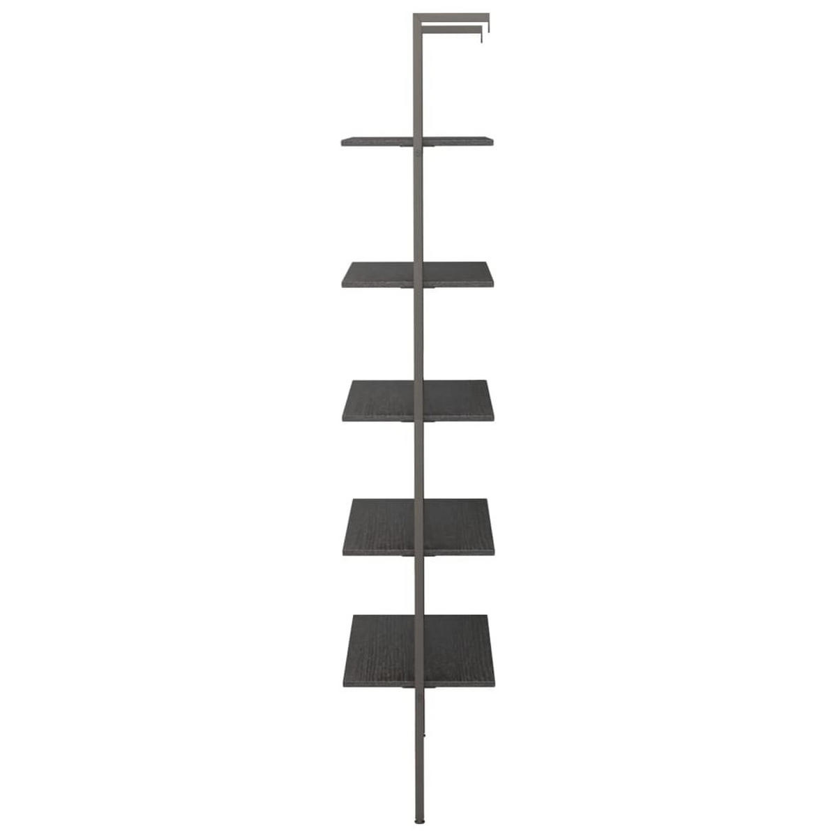 LEITERREGAL mit 5 Böden Schwarz 64x35x185 cm - Schwarz, Holzwerkstoff (64/185/35cm)