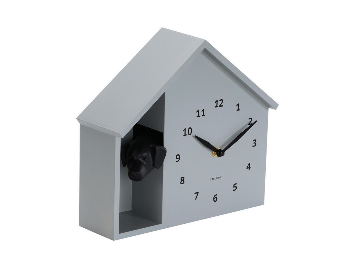 WANDUHR Peeking Doggy Grau 24.9/24.9/27 cm - Grau, Kunststoff (24.9/27/24.9cm) - Karlsson