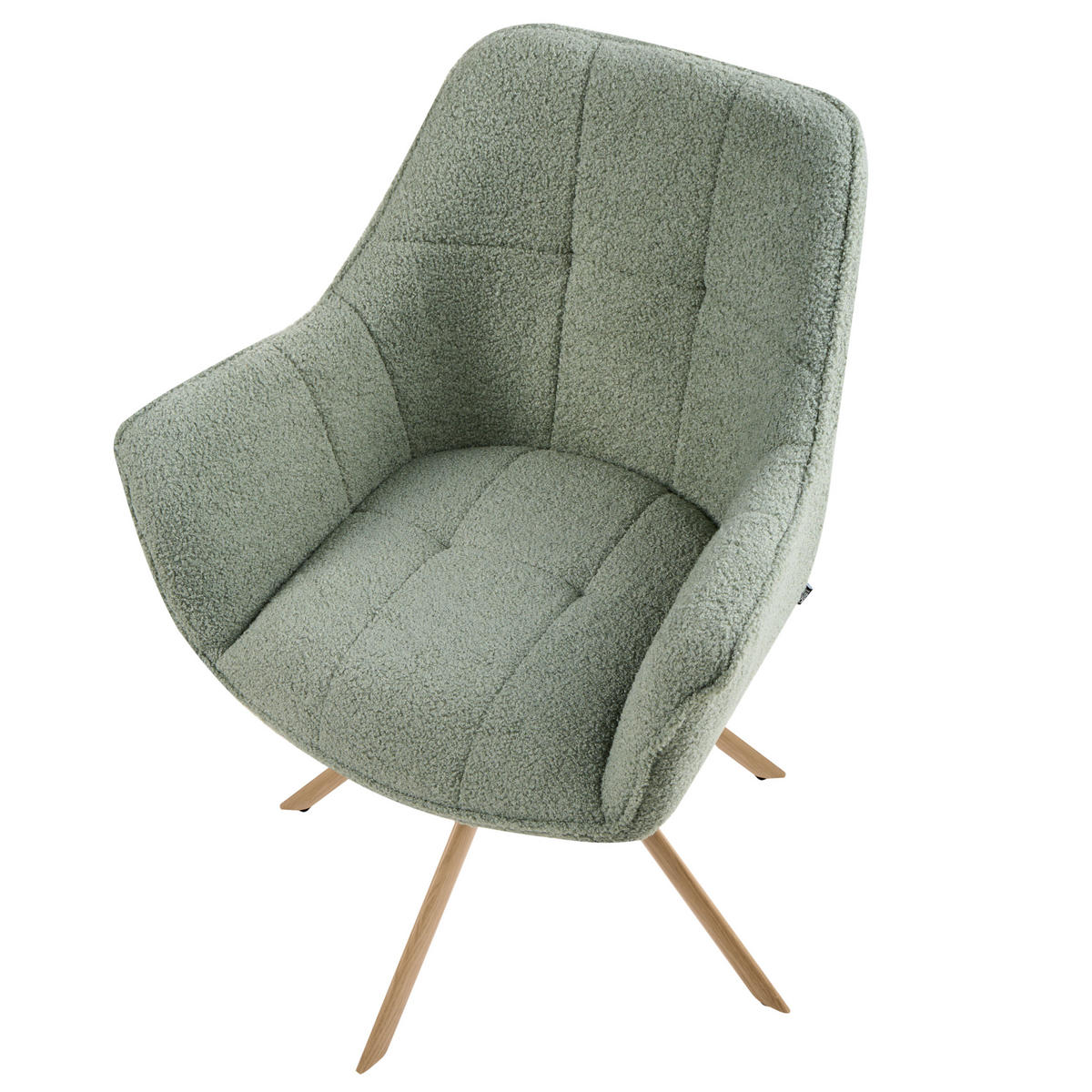 ESSZIMMERSTUHL drehbar Bouclé Hellgrün Hayden - Hellgrün, Textil/Metall (64/85/69cm) - Beliani