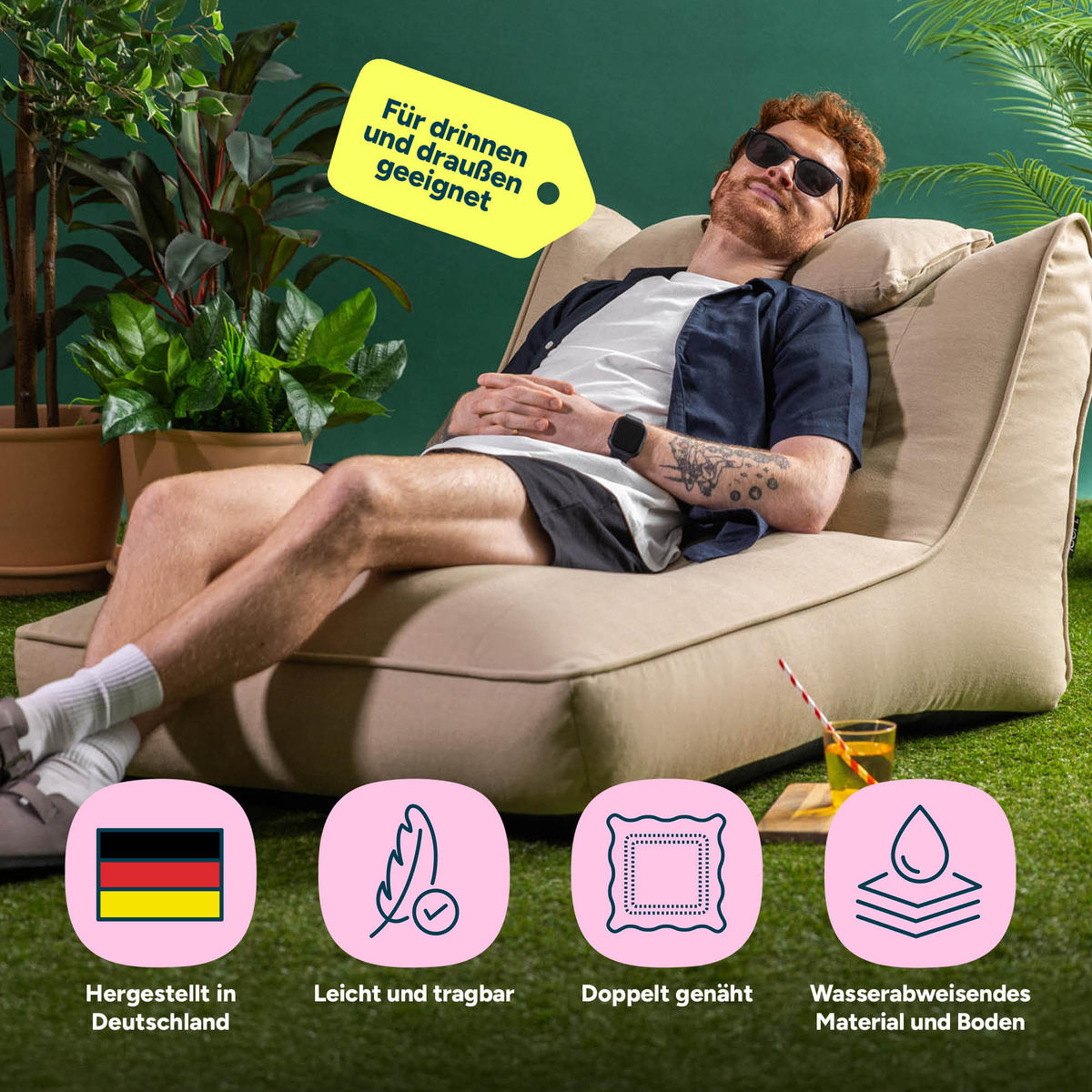 SITZSACK Outdoor Nova - Beige, Textil (84/68/108cm) - icon