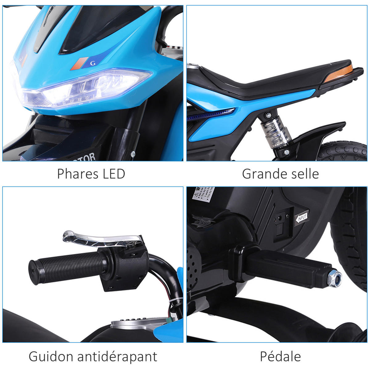 ELEKTRO-MOTORRAD DE-12990 mit Stützrädern Blau - Blau, Kunststoff (105/52/62cm) - ComfortXL