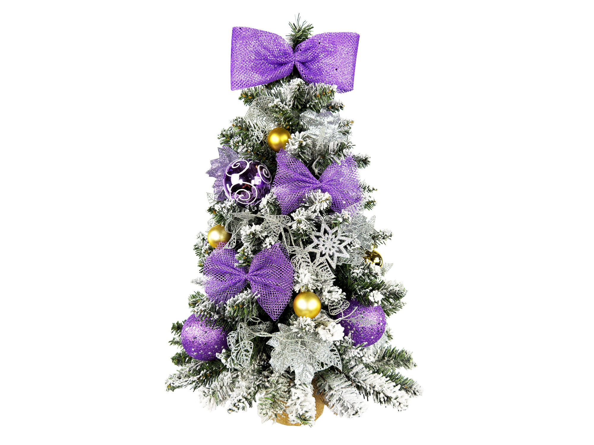LAALU WEIHNACHTSBAUM geschmückt künstlich FIAL POETRY 60 cm mit LED-Beleuchtung IN FLOWER - Silberfarben/Lila, Kunststoff (60cm) - LAALU