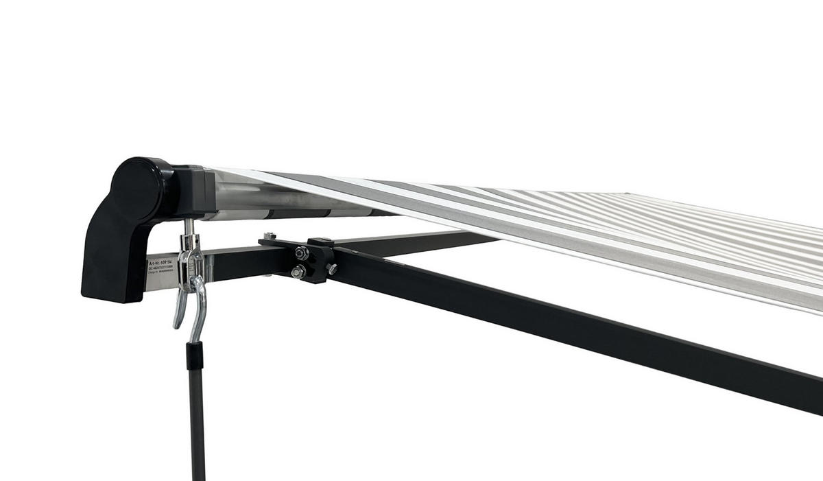 GELENKARMMARKISE Insbruk 400x250cm Grau-Weiß Balkonmarkise Gelenkmarkise - Grau, Kunststoff (395/20/250cm) - DELUKE