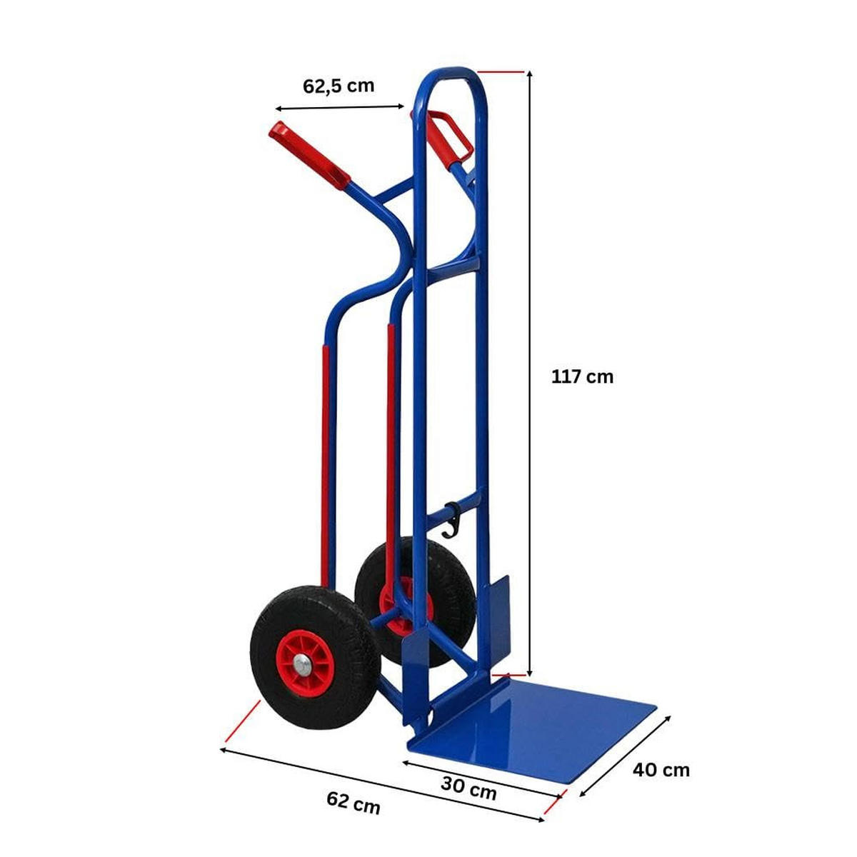 SACKKARRE Ragnar mit XXL klappbarer Schaufel 117x62,5x62cm Tragkraft 250kg Stahl Blau - Blau, Metall (62/62.5/117cm) - PROREGAL