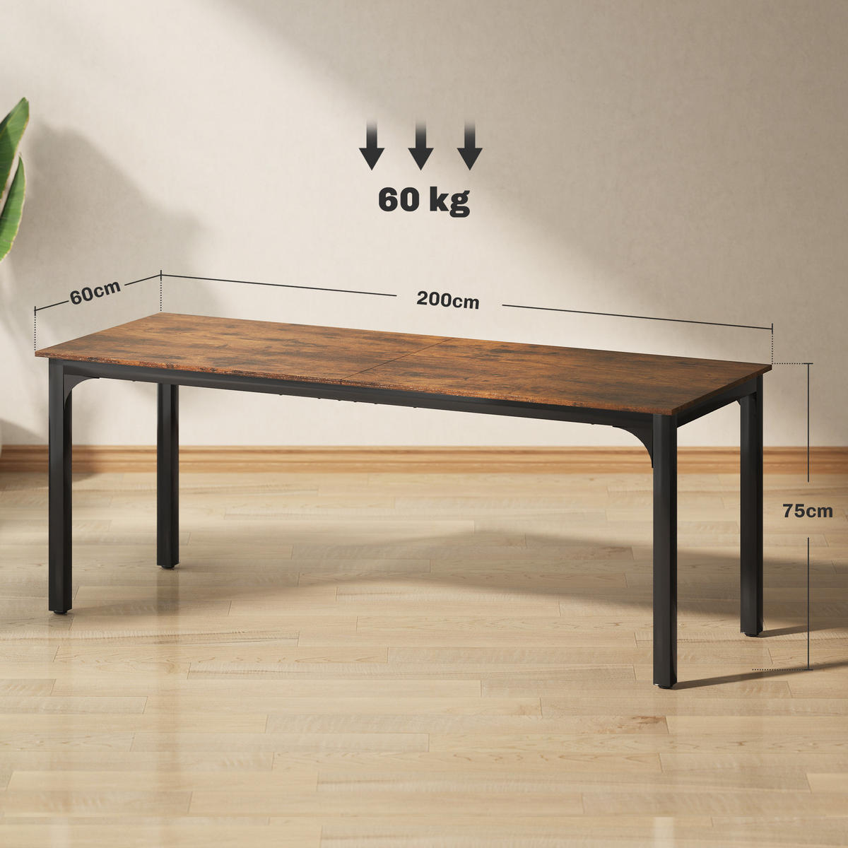 SCHREIBTISCH Rostfarben 60.0/200.0/75.0 cm - Rostfarben, Holzwerkstoff (60/200/75cm)