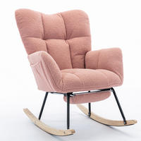 SCHAUKELSTUHL Teddy-Stoff mit klappbarer Fußablage 80/98/98.5 cm Rosa - Rosa, Textil (98/98.5/80cm) - Redom