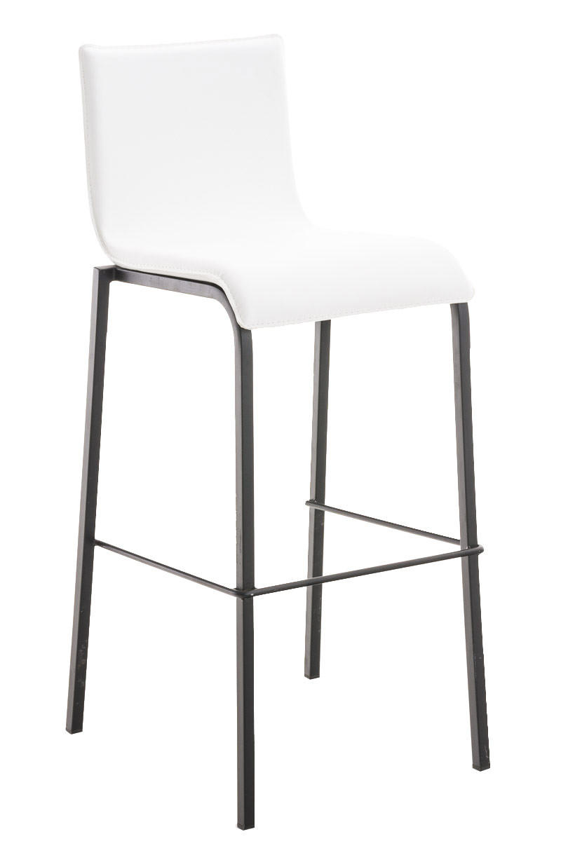 BARHOCKER Kelan Kunstleder Weiß Schwarz - Weiß, Leder (43/103/51cm) - DELUKE