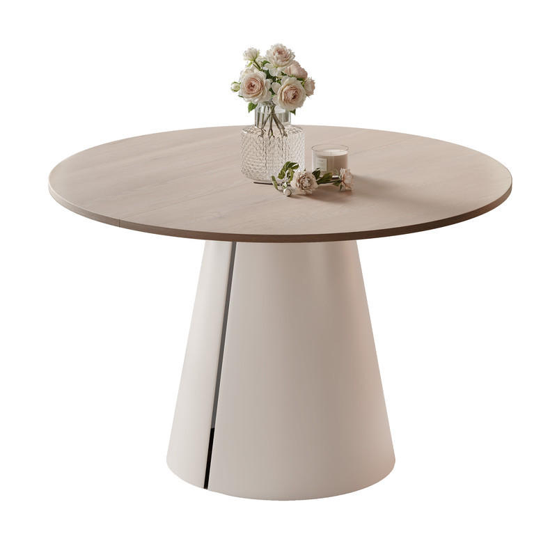 AUSZIEHTISCH BASE 120-196/76 cm, Kaschmir / Cremona Cannolo (Cremefarben) - Kaschmir/Creme, Holzwerkstoff/Metall (120/120/76cm) - Idohome