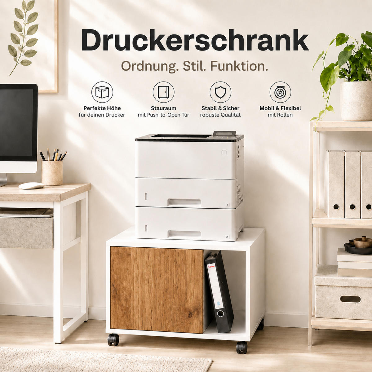 DRUCKERSCHRANK Amira Eiche Wotan 43/57/52 cm - Eiche Wotan, Holzwerkstoff (57.5/43.5/52cm) - SIMPLYFURN