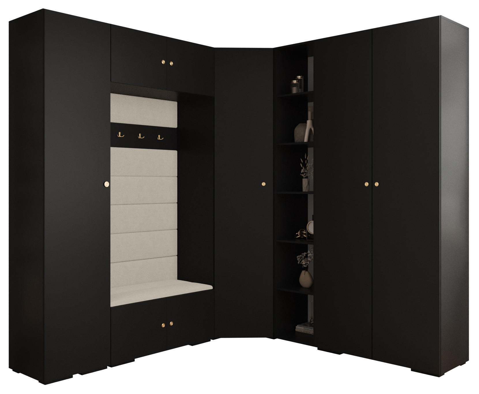 GARDEROBEN-SET 236,7/231,7/47 - Beige/Goldfarben, Holz/Kunststoff (181.7/236.7/47cm) - Abiks Möbel