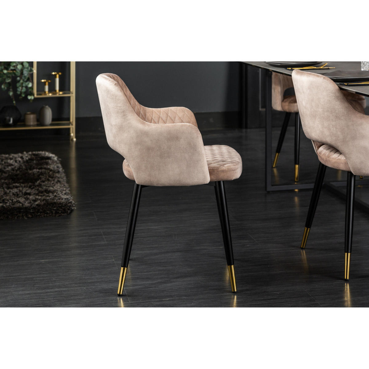 STUHL PARIS Samt Greige - Beige, Textil (56/81/57cm) - riess-ambiente