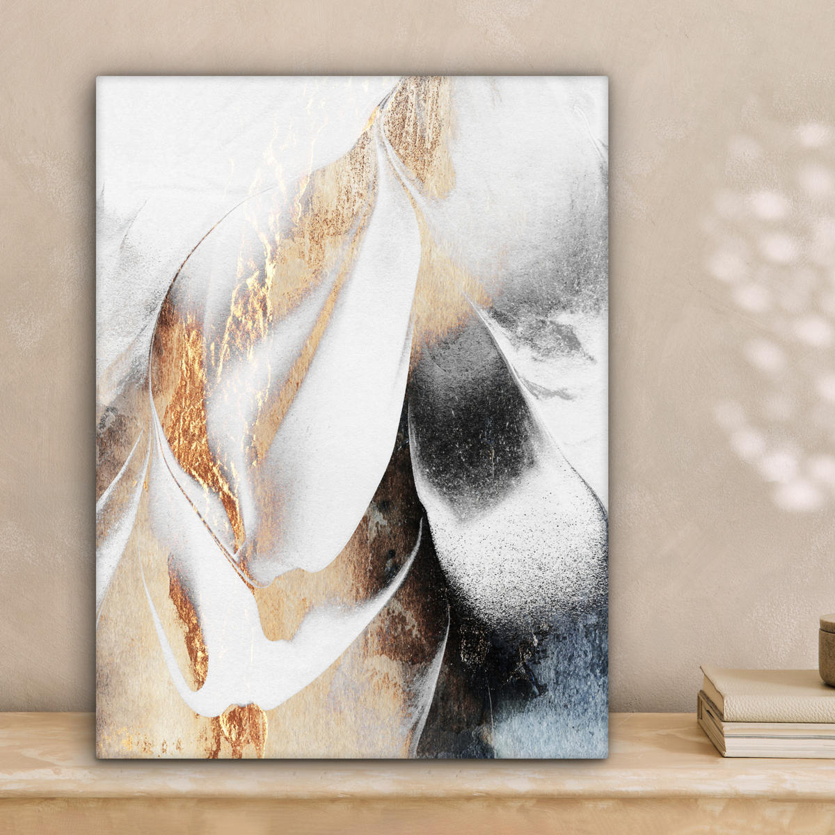 LEINWANDBILD Luxus - Abstrakt - Gold - Weiß 30x40 cm - Goldfarben, Textil (30/40cm) - MuchoWow