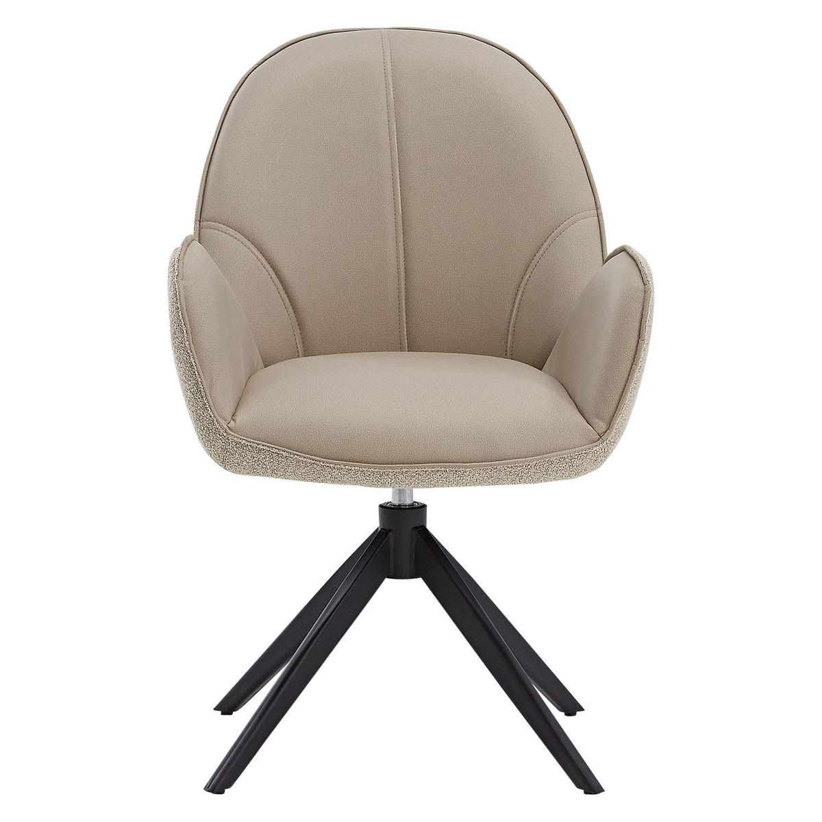 TISCHGRUPPE oval schwarz mit 4 Stühle Beige - Beige, Metall (95/90/200cm) - Homestyle4u