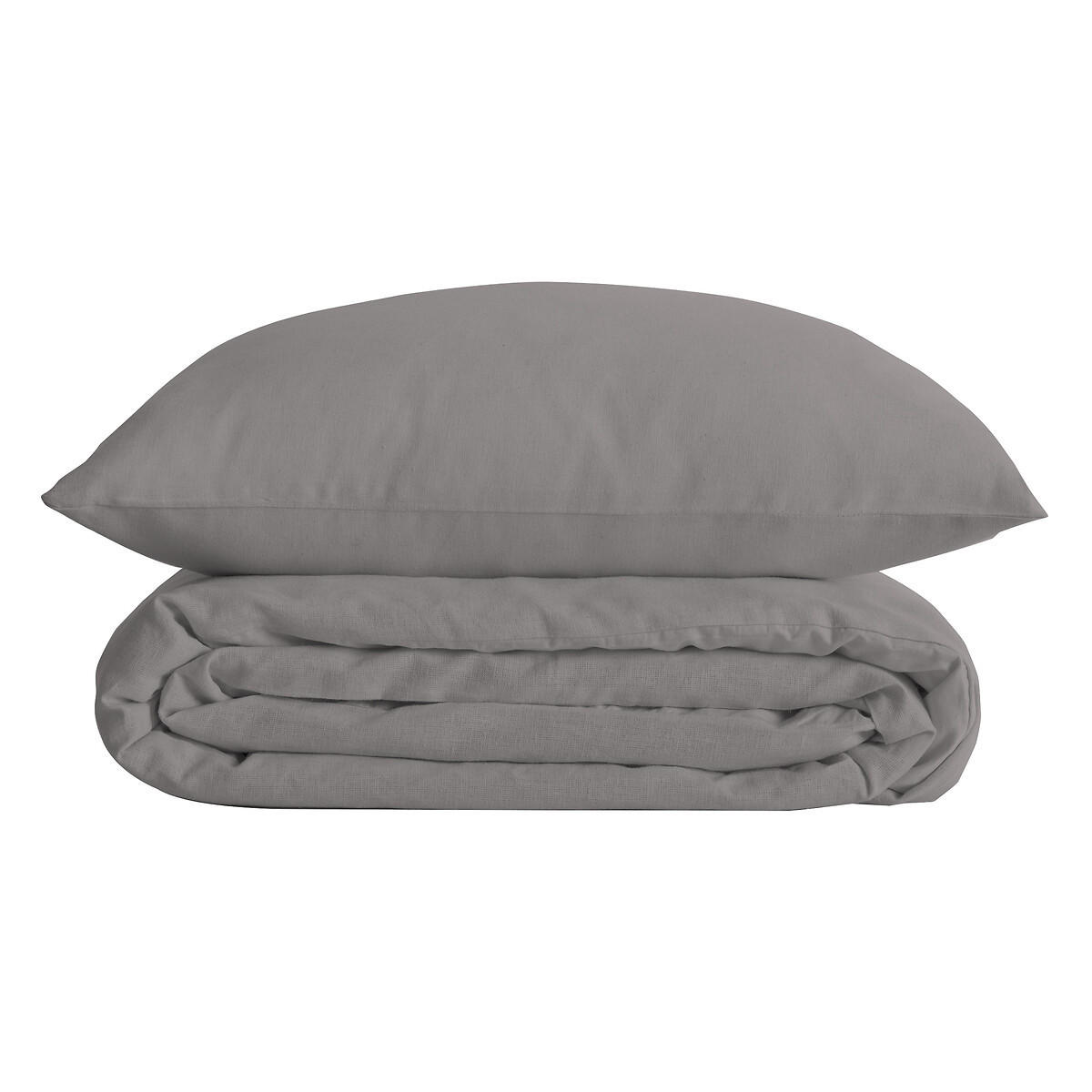BETTWÄSCHE-SET aus extra weichem Perkal 240/220/0,5 cm - Grau, Naturmaterialien (220/240cm) - Atmosphera Createur d´interieur