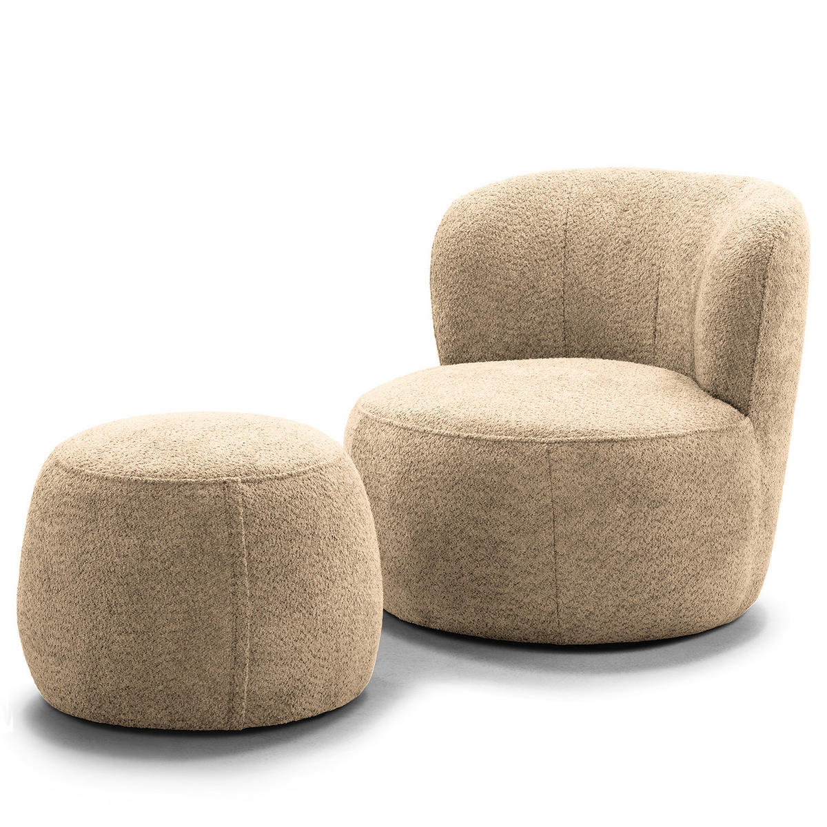 POLSTERHOCKER - Sandfarben/Schwarz, Kunststoff/Textil (59/45/59cm) - home24