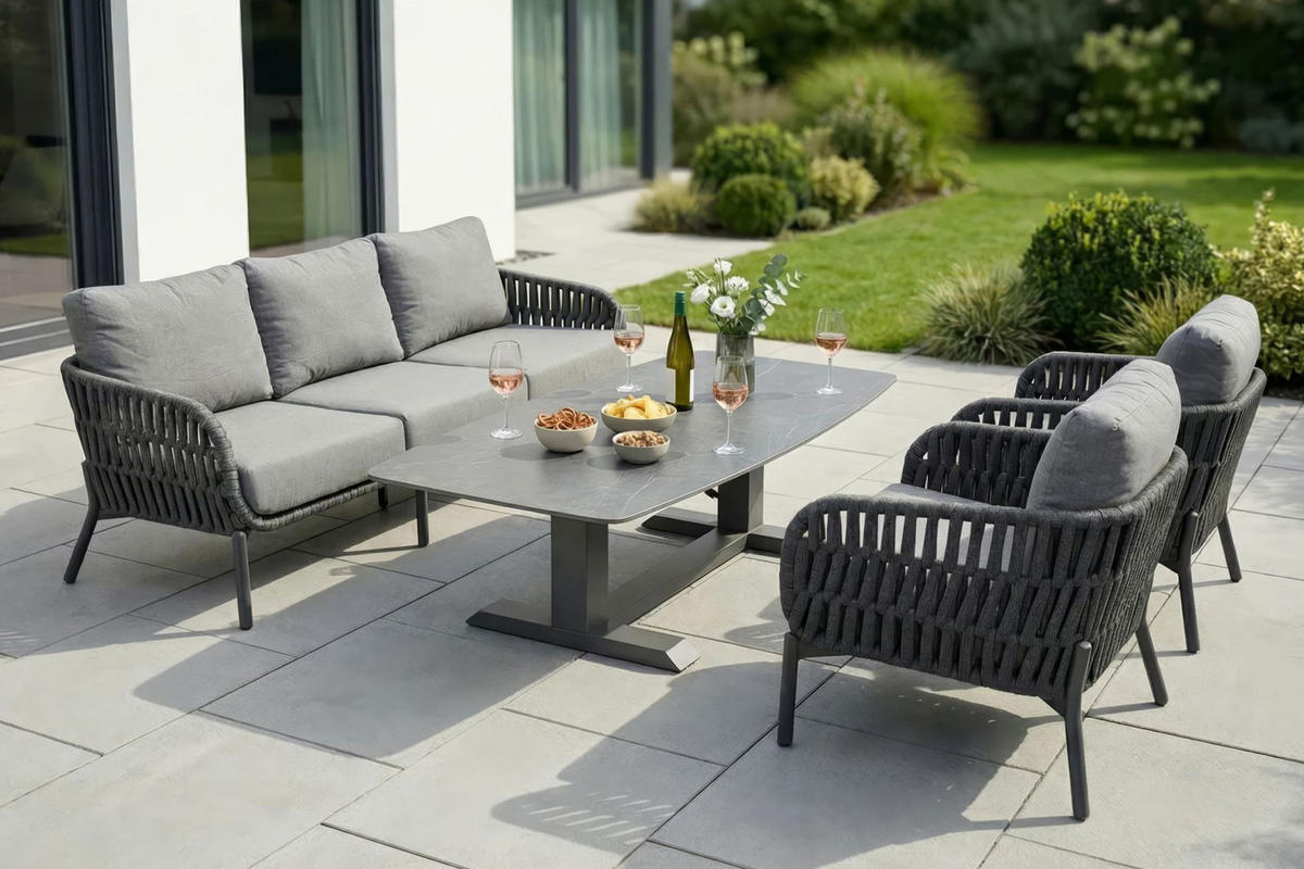 LOUNGESOFA Malte 67x202x82 cm, Kunststoff, Anthrazit - Anthrazit/Grau, Kunststoff/Metall (202/67/82cm) - dasmöbelwerk