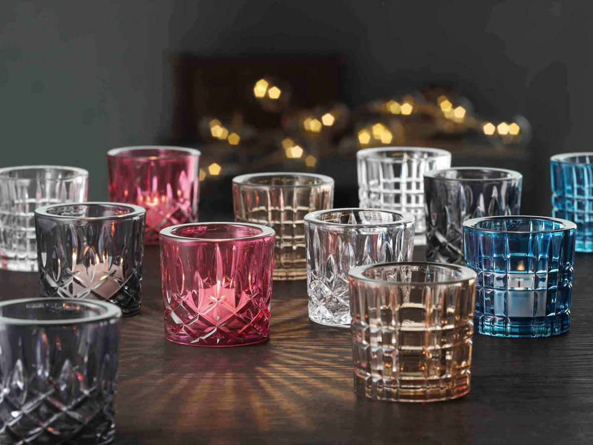 TEELICHTHALTER Square Votives Vintage Blue ø 7,1 x 6,6 cm 2er Set - Blau, Glas (6.6cm) - Nachtmann