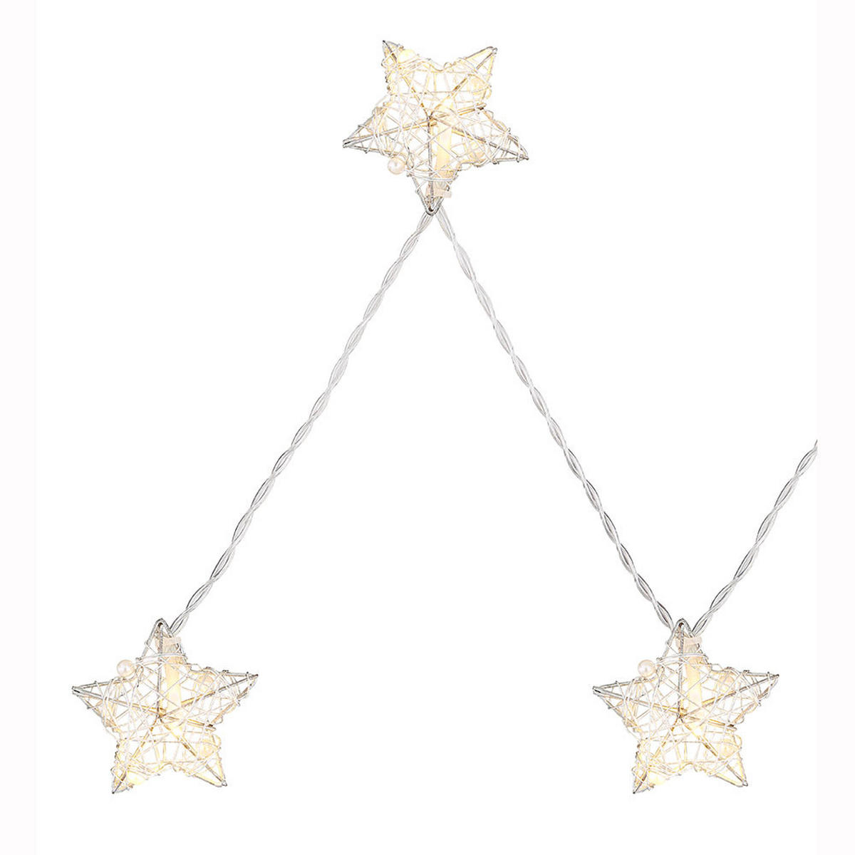 LED LICHTERKETTE Batterie Warmweiß - Klar, Metall (165/1.5/5.5cm) - Globo Lighting