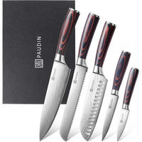 KÜCHENMESSERSET 5-teilig Carbon Edelstahl Pakkawood-Griff - Multicolor, Metall