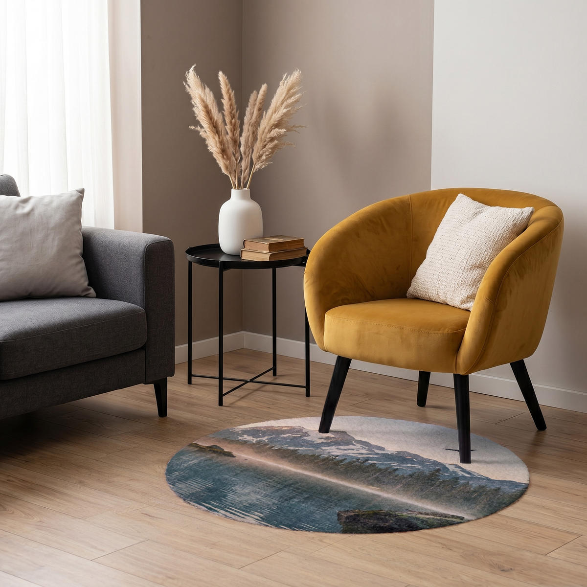 KOBERCE - Hory - Voda - Stromy - 90x90 cm - viacfarebná, textil/plast (90/0.4cm) - OnlyWow