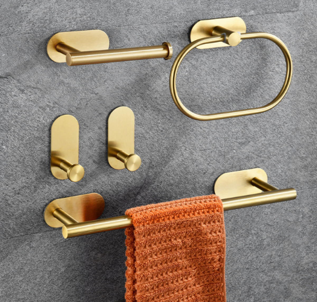 HANDTUCHSTANGE , 5-teiliges Badezimmer-Set - Gelb, Metall (40/2/4.5cm) - BELZ