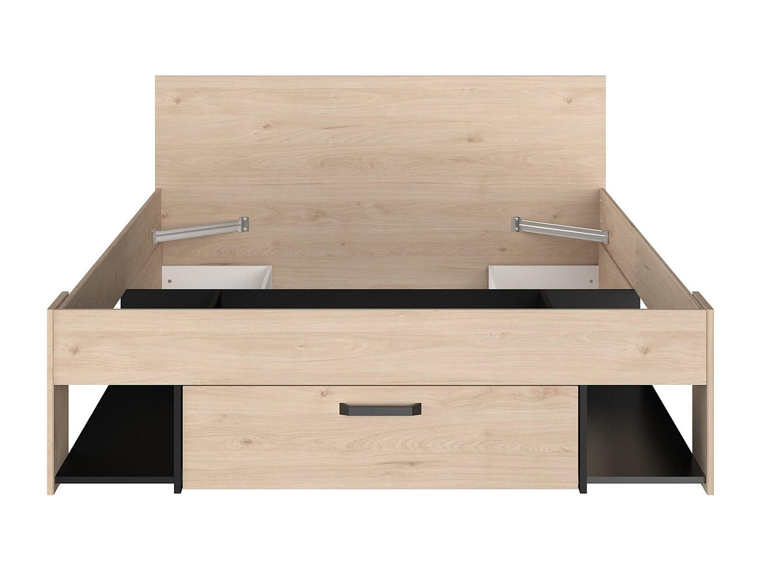 BETTRAHMEN - 2 Personen - holz - schwarz, naturfarben hell Kinselia - Schwarz/Naturfarben, Holz (140/200cm) - Vente-Unique