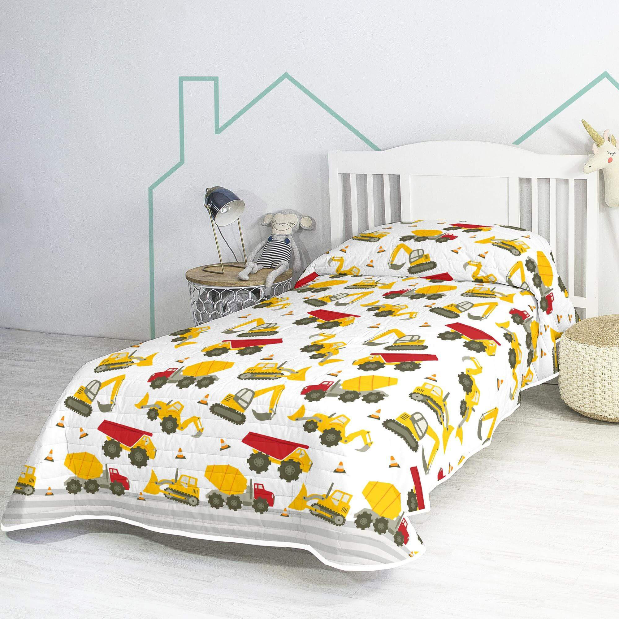 TAGESDECKE machinery 180x260 cm (bett 80/90/105) mehrfarbig - Multicolor, Textil (180/260cm) - Happy Friday