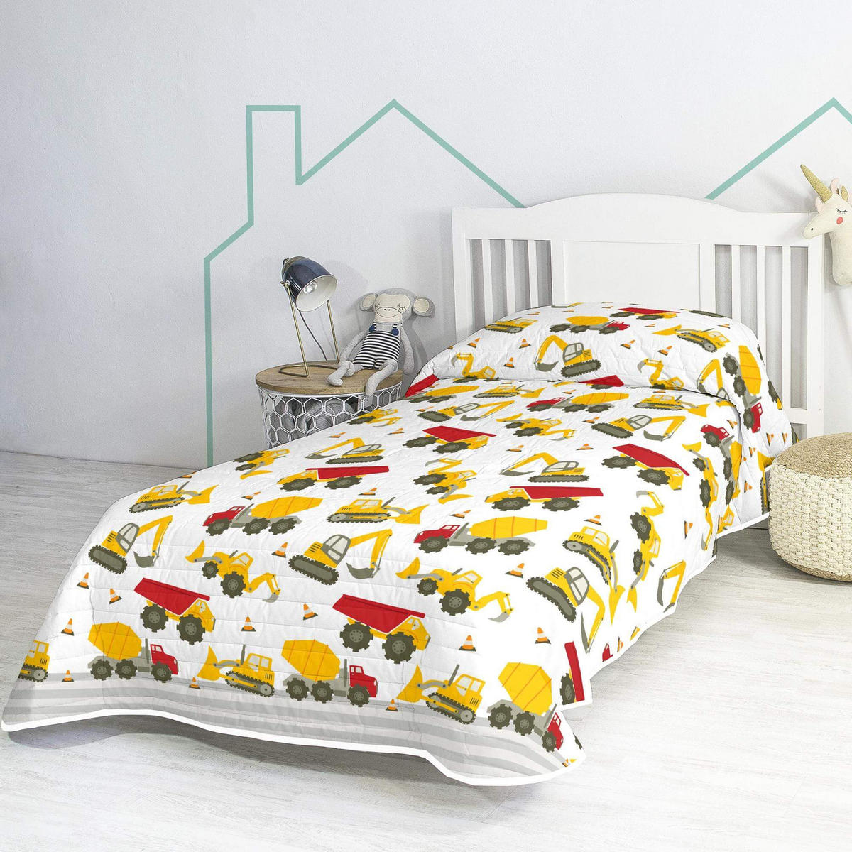 TAGESDECKE machinery 180x260 cm (bett 80/90/105) mehrfarbig - Multicolor, Textil (180/260cm) - Happy Friday