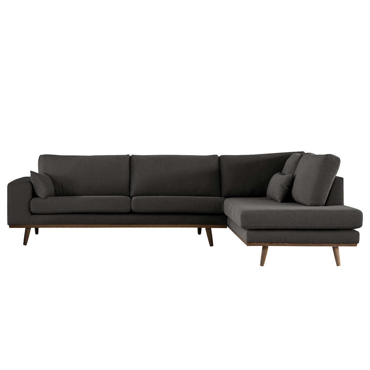 ECKSOFA mit Ottomane - Eichefarben/Anthrazit, Naturmaterialien/Eichenholz (287/219cm) - home24