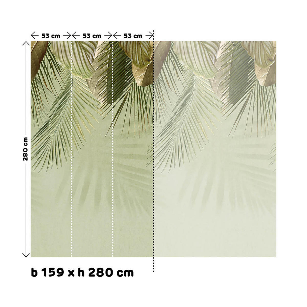FOTOTAPETE Blätter 280x159cm - Grün, Papier/Kunststoff (159/1cm) - Sublime