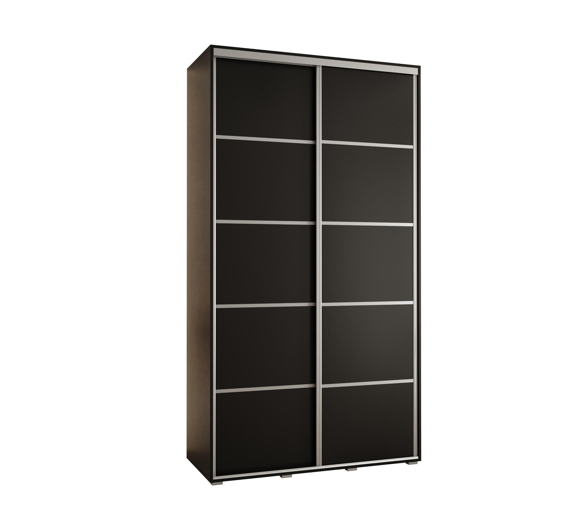 Abiks Möbel Schwebetürenschrank Schwarz, Schwarz, Silber 140x235x60 cm