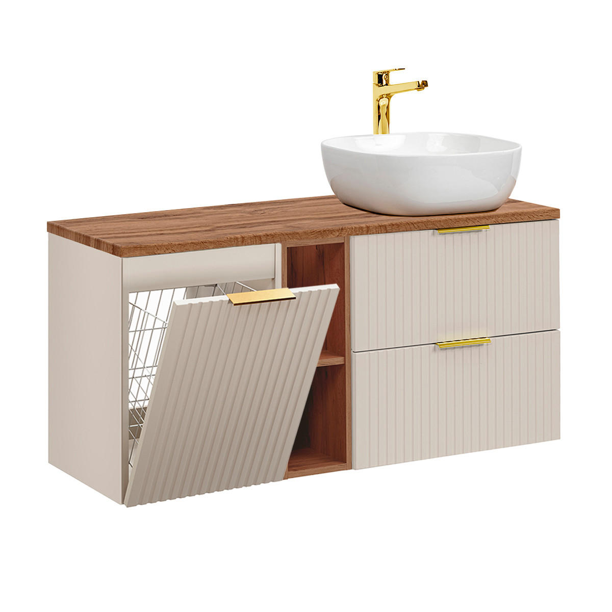 WASCHTISCH 120.8cm Adriel Kaschmir und Holz - Beige, Holzwerkstoff (120.8/59/46cm) - Petits-meubles