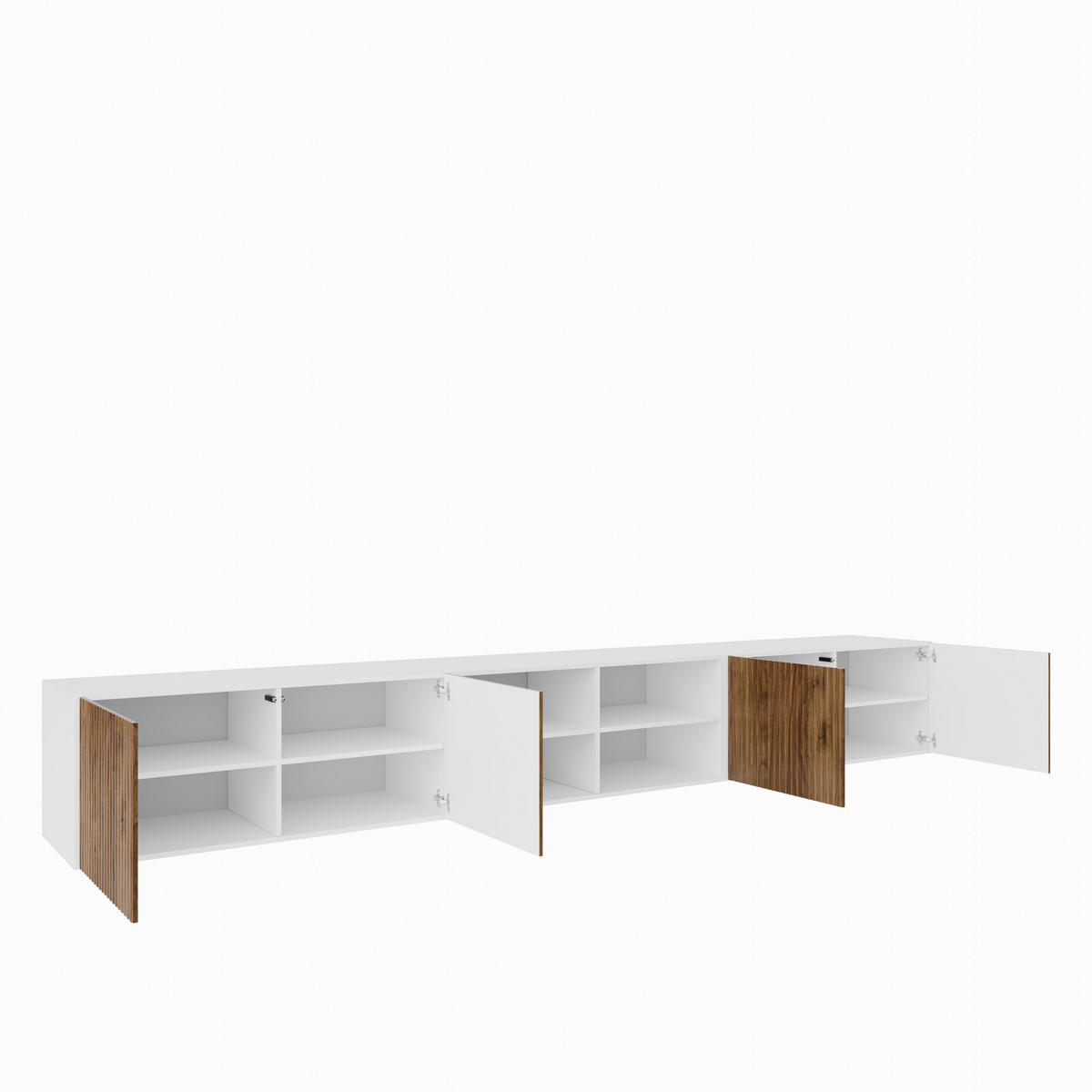 TV-SCHRANK Noe IV 300 cm, viertürig, weiß, catania - Weiß/Braun, Kunststoff (300/41/40cm) - Margaret Hadas24