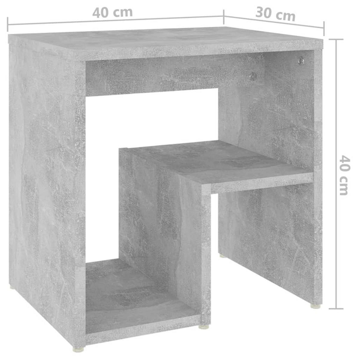 NACHTTISCH mit offenen Fächern 40/30/40 cm aus Holzwerkstoff in Betongrau - Hellgrau/Grau, Holz (40/40/30cm) - vidaXL